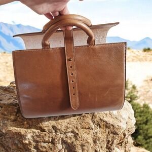 Classic Brown Leather Top-Handle Handbag
